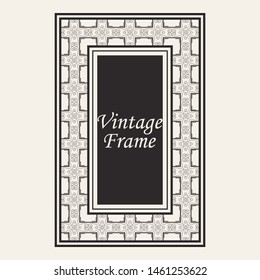 Vintage ornate border frame with ornamental elements, calligraphy swirls and ornament. Can be used for retro invitations and royal certificates.