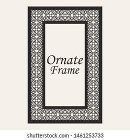 Vintage ornate border frame with ornamental elements, calligraphy swirls and ornament. Can be used for retro invitations and royal certificates.
