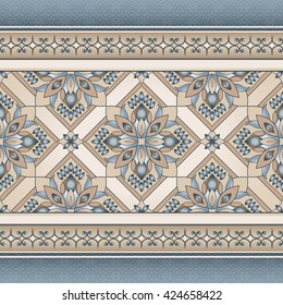Vintage ornate colored border in Eastern style. Element for design. Ornamental backdrop. Pattern fill. Ornate floral decor for wallpaper. Traditional decor.