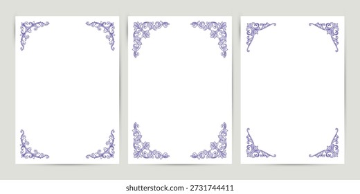 Vintage Ornate Corner Frames. Simple Vector illustration