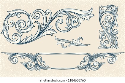 Vintage ornate decorative design elements