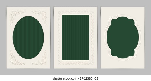 Vintage Ornate Embossed Frames. Card, Invitation or photo album Vector template