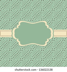 Vintage ornate frame greeting card with seamless pattern background