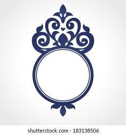 Vintage ornate frame with place for your text. Victorian floral decor. Save the date. Template frame design for greeting card and wedding invitations, decoration for bags and clothes.