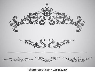 Vintage ornate frame, vine ornament retro pattern antique decorative design element filigree calligraphy vector