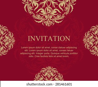 Vintage ornate invitation and label in east style. - Vector illustration