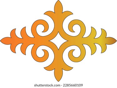 Vintage ornate linear ornament in Kazakh traditional style. Kazakh floral design. Abstract Asian elements of the national pattern of the ancient nomads