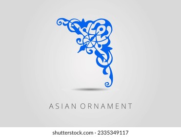 Vintage ornate linear ornament in Kazakh traditional style. Asian floral designs. Abstract Asian elements of the national pattern of the ancient nomads of the Kyrgyz, Mongols, Kazakhs, Tatars.