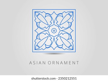 Vintage ornate linear ornament in Kazakh traditional style. Asian floral designs. Abstract Asian elements of the national pattern of the ancient nomads of the Kyrgyz, Mongols, Kazakhs, Tatars.