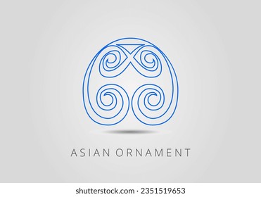 Vintage ornate linear ornament in Kazakh traditional style. Asian floral designs. Abstract Asian elements of the national pattern of the ancient nomads of the Kyrgyz, Mongols, Kazakhs, Tatars.