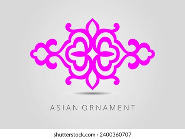 Vintage ornate linear ornament in Kazakh traditional style. Asian floral designs. Abstract Asian elements of the national pattern of the ancient nomads of the Kyrgyz, Mongols, Kazakhs, Tatars.