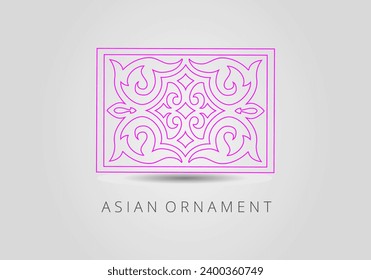 Vintage ornate linear ornament in Kazakh traditional style. Asian floral designs. Abstract Asian elements of the national pattern of the ancient nomads of the Kyrgyz, Mongols, Kazakhs, Tatars.