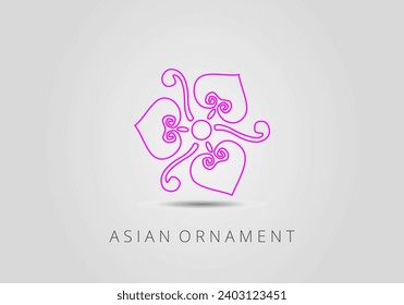 Vintage ornate linear ornament in Kazakh traditional style. Asian floral designs. Abstract Asian elements of the national pattern of the ancient nomad