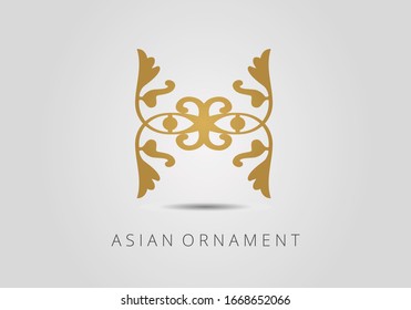 Vintage ornate linear ornaments in Kazakh traditional style. Asian floral designs. Asian elements of the national pattern of the ancient nomads of the Kyrgyz, Mongols, Kazakhs.