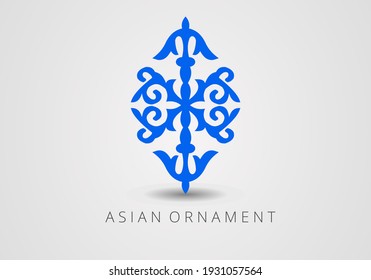 Vintage ornate linear ornaments in Kazakh traditional style. Asian floral designs. Abstract Asian elements of the national pattern of the ancient nomads of the Kyrgyz, Mongols, Kazakhs, Tatars.