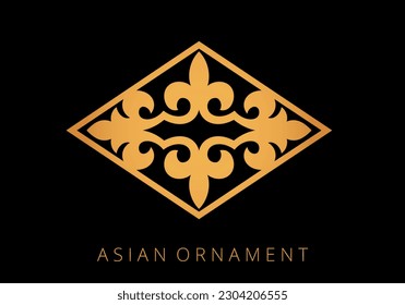 Vintage ornate linear ornaments in Kazakh traditional style. Asian floral designs. Abstract Asian elements of the national pattern of the ancient nomads of the Kyrgyz, Mongols, Kazakhs, Tatars.