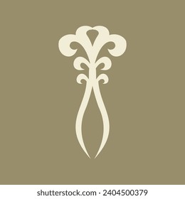 Vintage ornate linear ornaments in Kazakh traditional style. Asian floral designs. Abstract Asian elements of the national pattern of the nomads