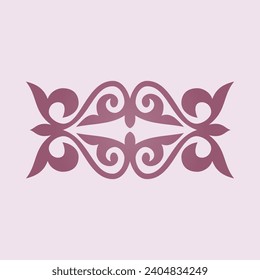 Vintage ornate linear ornaments in Kazakh traditional style. Asian floral designs. Abstract Asian elements of the national pattern of the nomads