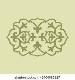 Vintage ornate linear ornaments in Kazakh traditional style. Asian floral designs. Abstract Asian elements of the national pattern of the nomads