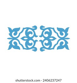 Vintage ornate linear ornaments in Kazakh traditional style. Asian floral designs. Abstract Asian elements of the national pattern of the nomads