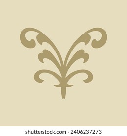 Vintage ornate linear ornaments in Kazakh traditional style. Asian floral designs. Abstract Asian elements of the national pattern of the nomads
