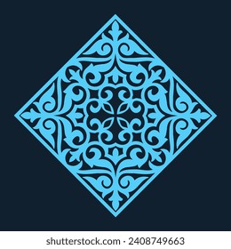 Vintage ornate linear ornaments in Kazakh traditional style. Asian floral designs. Abstract Asian elements of the national pattern of the ancient nomads of the Kyrgyz, Mongols, Kazakhs, Tatars.