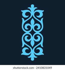 Vintage ornate linear ornaments in Kazakh traditional style. Asian floral designs. Abstract Asian elements of the national pattern of the ancient nomads of the Kyrgyz, Mongols, Kazakhs, Tatars.