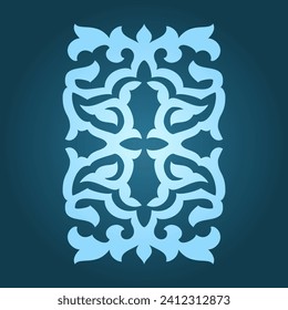 Vintage ornate linear ornaments in Kazakh traditional style. Asian floral designs. Abstract Asian elements of the national pattern of the ancient nomads of the Kyrgyz, Mongols, Kazakhs, Tatars.