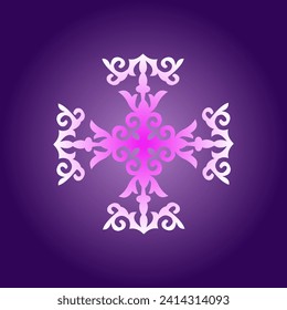 Vintage ornate linear ornaments in Kazakh traditional style. Asian floral designs. Abstract Asian elements of the national pattern of the ancient nomads of the Kyrgyz, Mongols, Kazakhs, Tatars.