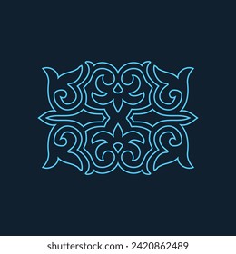 Vintage ornate linear ornaments in Kazakh traditional style. Asian floral designs. Abstract Asian elements of the national pattern of the ancient nomads of the Kyrgyz, Mongols, Kazakhs, Tatars. EPS10
