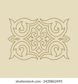 Vintage ornate linear ornaments in Kazakh traditional style. Asian floral designs. Abstract Asian elements of the national pattern of the ancient nomads of the Kyrgyz, Mongols, Kazakhs, Tatars. EPS10