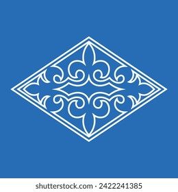 Vintage ornate linear ornaments in Kazakh traditional style. Asian floral designs. Abstract Asian elements of the national pattern of the ancient nomads of the Kyrgyz, Mongols, Kazakhs, Tatars. EPS10