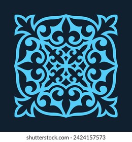 Vintage ornate linear ornaments in Kazakh traditional style. Asian floral designs. Abstract Asian elements of the national pattern of the ancient nomads of the Kyrgyz, Mongols, Kazakhs, Tatars. EPS10
