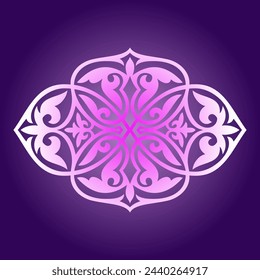 Vintage ornate linear ornaments in Kazakh traditional style. Asian floral designs. Abstract Asian elements of the national pattern of the ancient nomads of the Kyrgyz, Mongols, Kazakhs, Tatars. EPS10