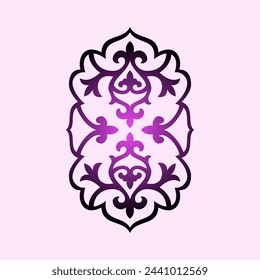 Vintage ornate linear ornaments in Kazakh traditional style. Asian floral designs. Abstract Asian elements of the national pattern of the ancient nomads of the Kyrgyz, Mongols, Kazakhs, Tatars. EPS10