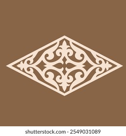 Vintage ornate linear ornaments in Kazakh traditional style. Asian floral designs. Abstract Asian elements of the national pattern of the ancient nomads of the Kyrgyz, Mongols, Kazakhs, Tatars. EPS10