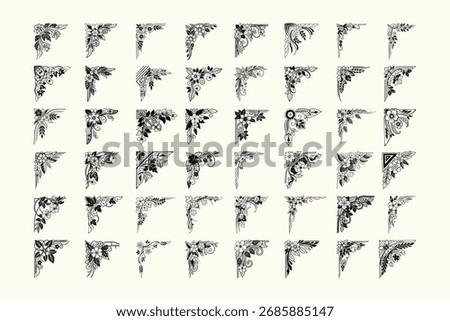 Vintage Ornate Page Corner vector Bundle Decorative Borders Flourish Frames Calligraphic Corners Scrapbooking Monogram Cut Files
