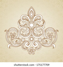 Vintage ornate pattern with place for your text. Light Victorian background.  It can be used for decorating of wedding invitations, greeting cards, decoration for bags and clothes.