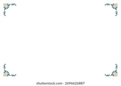 Vintage Ornate retangular moldura decorativa borda - verde e ouro Scrollwork Design. 1153