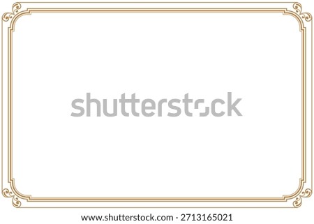 Vintage Ornate Rectangular Decorative Frame Border - Gold Scrollwork Design. 1295