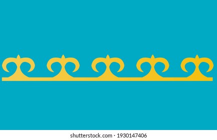 Vintage-Ornat nahtlose Grenzmuster in kazakh traditionellen Stil. Goldenes Ornament von Gürteln und Spiralen auf blauem Hintergrund. Kann für Schmuck-, Beauty- und Modebranche verwendet werden. Ideal für Logo.