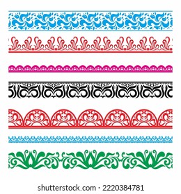 Vintage ornate seamless border vector set concept pattern in traditional style. curls and spirals ornament