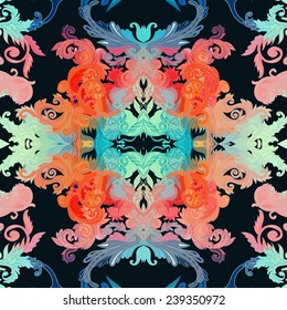 Vintage ornate seamless pattern.Vector illustration in vivid colors.