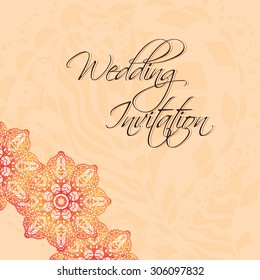 Vintage ornate wedding invitation. Template for your design