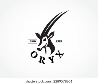 vintage oryx head bold line art style logo design template illustration inspiration