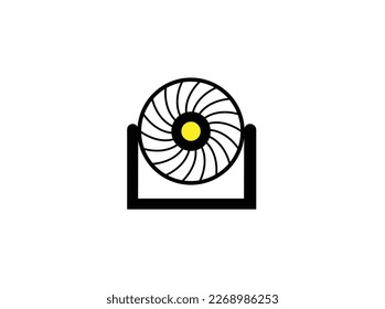 Vintage oscillating household fan. Vector flat illustration. vector icon fan illustration flat design outline. Vector sign of the Exhaust fan symbol is isolated on a white background.