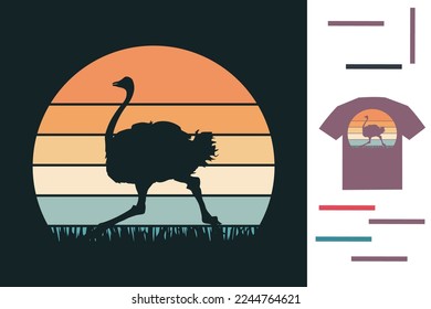 vintage ostrich t shirt design