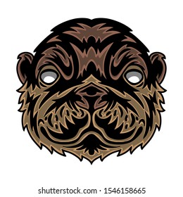 Vintage Otter face. Heading vintage style Isolated on a white background. Design element for logo, badge, tattoo, t-shirt, banner, poster.