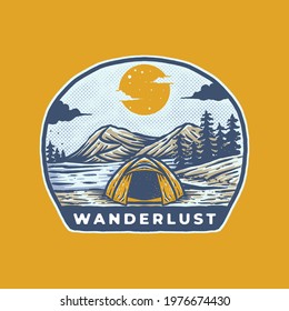 Vintage Outdoor Adventure Illustration for badge label, sticker, t-shirt design