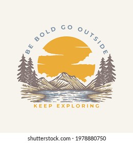 Vintage Outdoor Adventure Illustration for badge label, sticker, t-shirt design